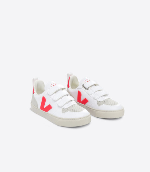 VEJA Junior V-10 CWL Velcro - White Rose Fluro