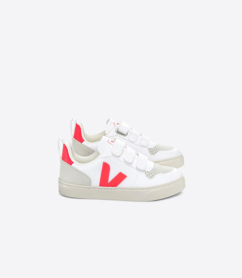 VEJA Junior V-10 CWL Velcro - White Rose Fluro