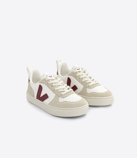 VEJA Teen V-10 Chromefree Leather - Extra White Marsala Almond