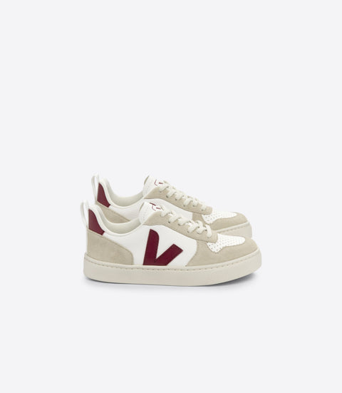 VEJA Teen V-10 Chromefree Leather - Extra White Marsala Almond