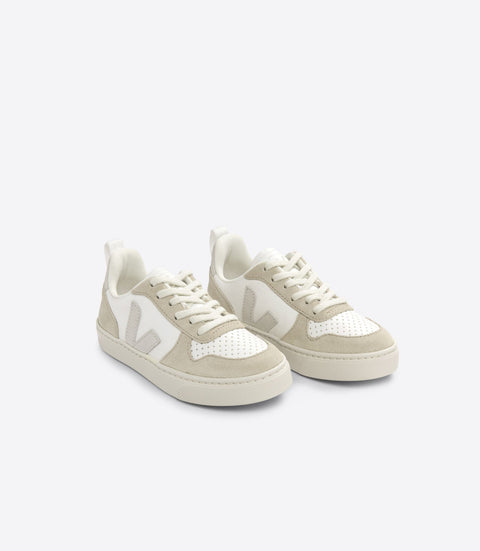 VEJA Teen V-10 Chromefree Leather - Extra White Natural Almond