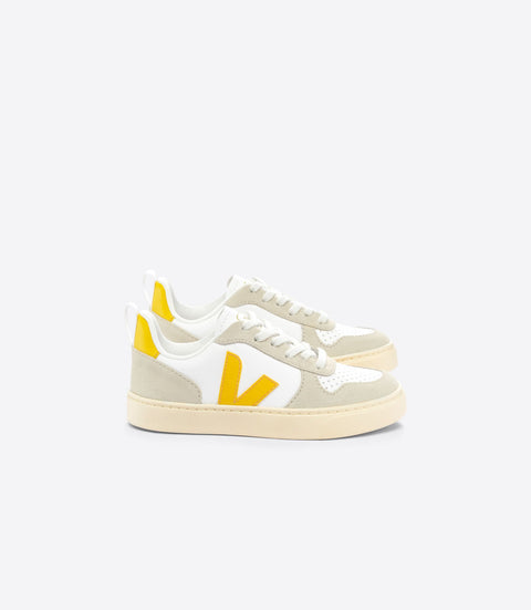VEJA Teen V-10 Chromefree Leather - White Ouro Almond