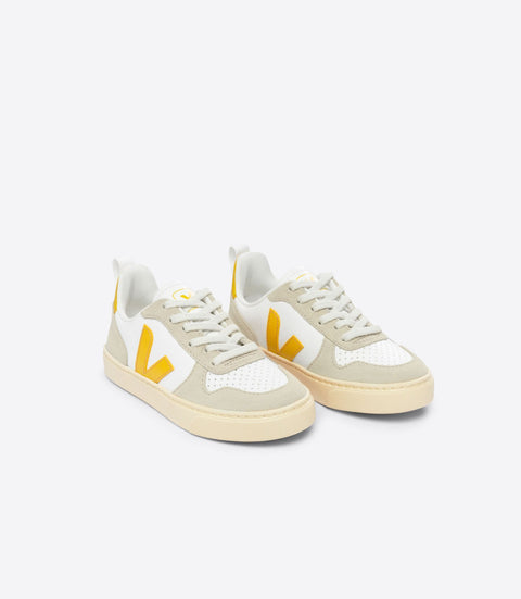 VEJA Teen V-10 Chromefree Leather - White Ouro Almond